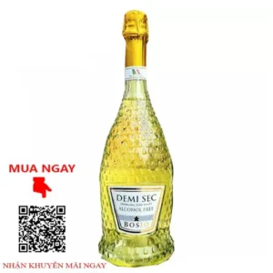 Rượu vang không cồn bosio sparkling zero white demi sec