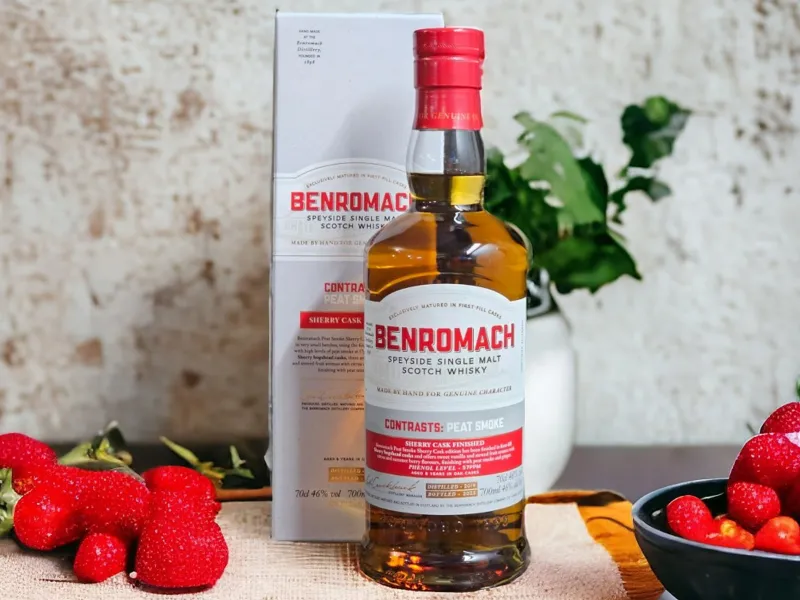 rượu benromach 2014 contrasts peat smoke bourbon cask