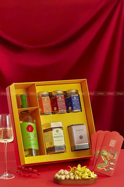 hộp quà tết rượu vang giá rẻ, quà biếu tết 2026 mua ở đâu?