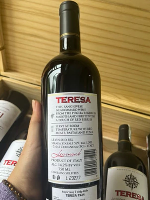 vang đỏ ý teresa 1924 negroamaro