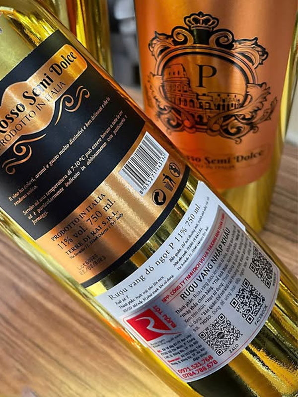 vang p vino rosso dolce ( chai vàng)